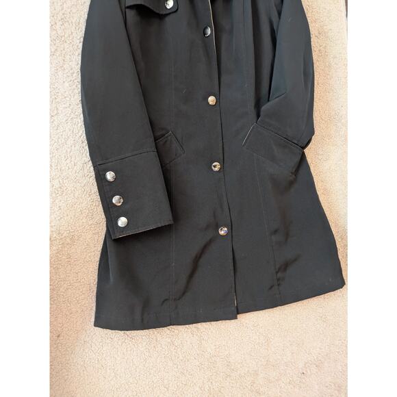 Vintage Nautica Women's Knee-Length Trench Jacket Small Black Hooded Coastal y2k - Picture 5 of 16